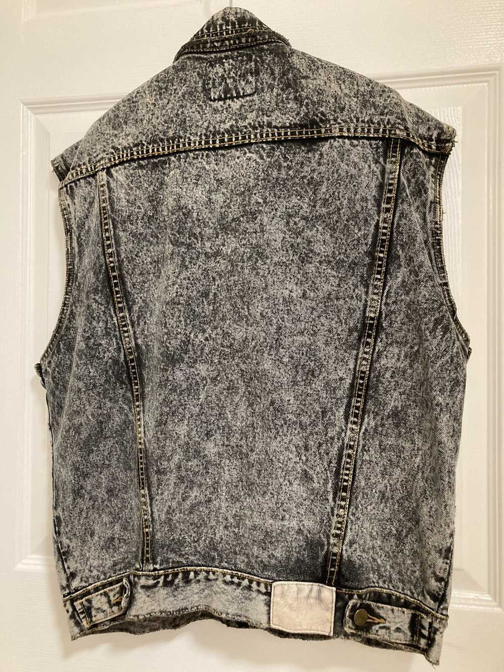 Vintage Black Acid Washed Denim Vest (Great condi… - image 7