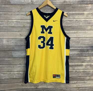 VTG MICHIGAN WOLVERINES Majestic USA JERSEY Navy STRIPED NCAA Mens sz 2XL