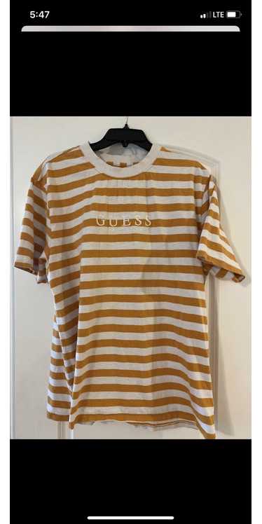 Guess White and yellow guess striped tee