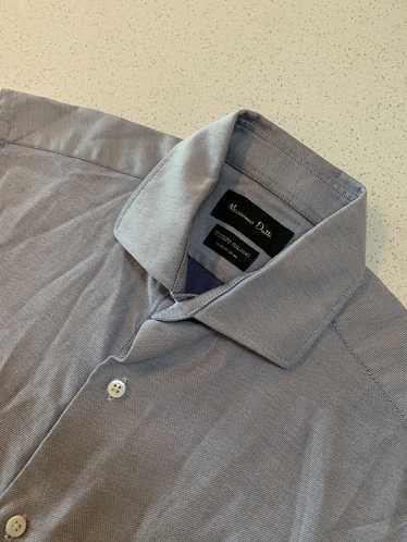 Massimo Dutti Made in Spain Grey Pique Button Shir