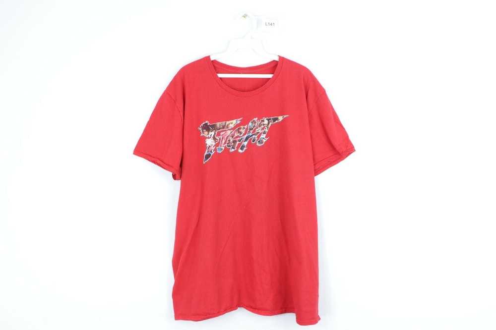 Anime Vtg. J/E/T Streetwear Fighter Red Graphic Shirt Men's