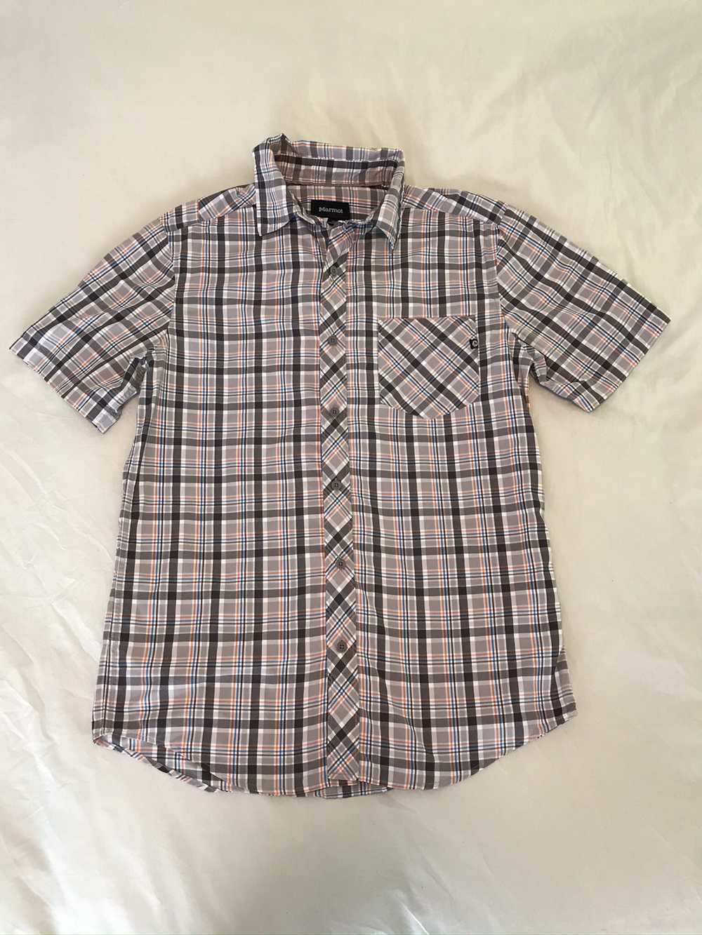 Marmot Marmot Men’s Gray Plaid Short Sleeve Butto… - image 1