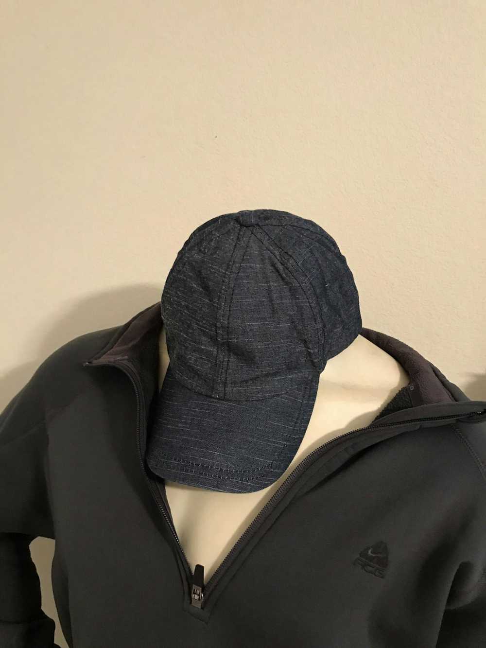 John Varvatos Chambray denim BBall cap w/ leather… - image 1