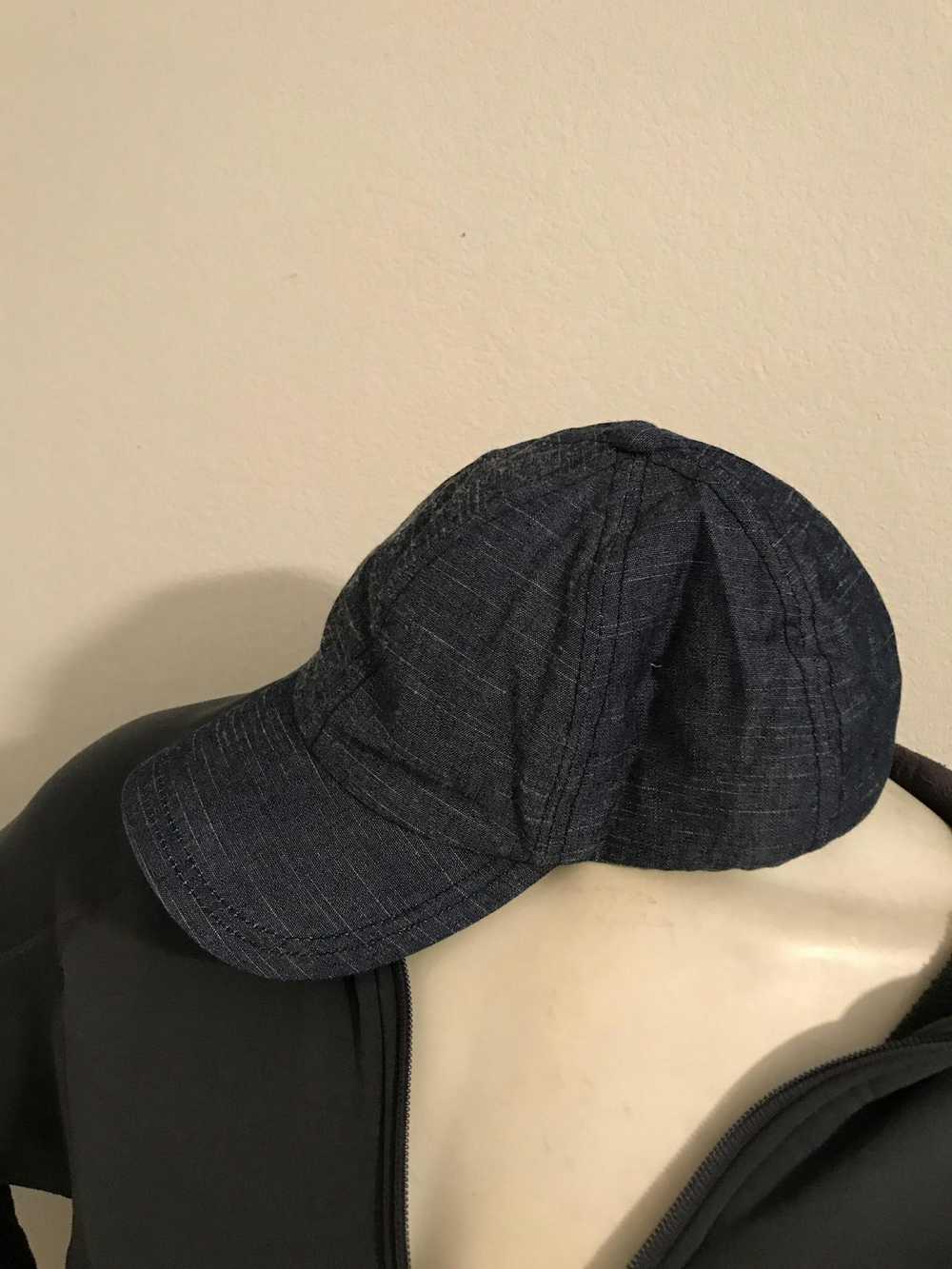 John Varvatos Chambray denim BBall cap w/ leather… - image 2