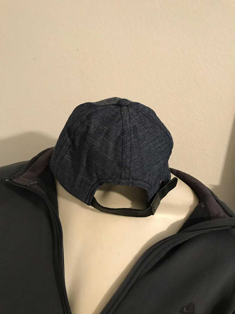 John Varvatos Chambray denim BBall cap w/ leather… - image 3