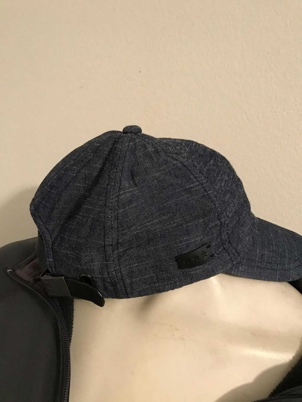 John Varvatos Chambray denim BBall cap w/ leather… - image 4