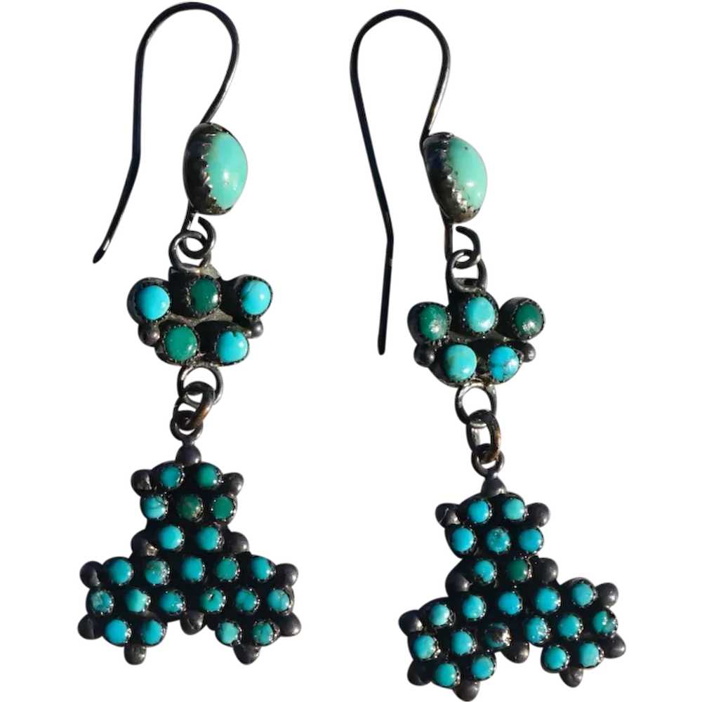 Vintage Zuni Turquoise Earrings - image 1