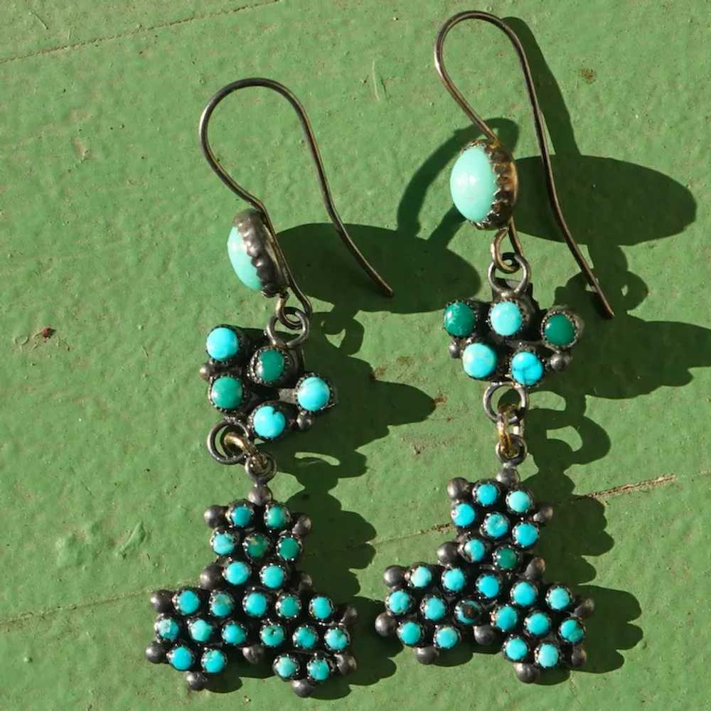 Vintage Zuni Turquoise Earrings - image 2