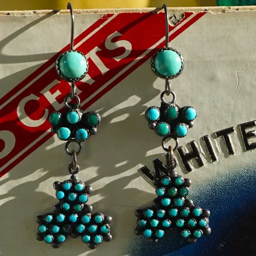 Vintage Zuni Turquoise Earrings - image 7