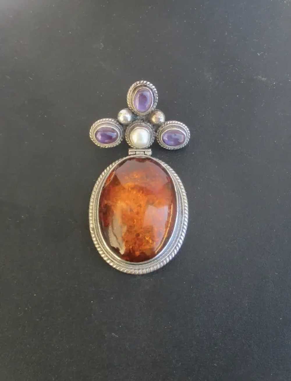 Sterling and Amber Pendant - image 2