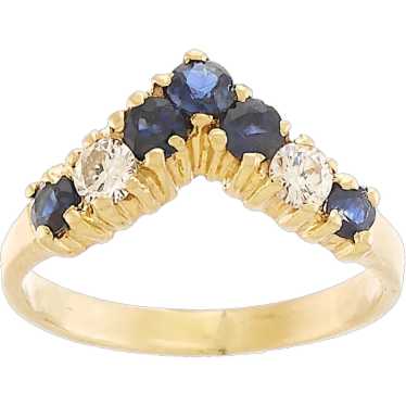 Vintage Natural Sapphire & Diamond Chevron Style … - image 1