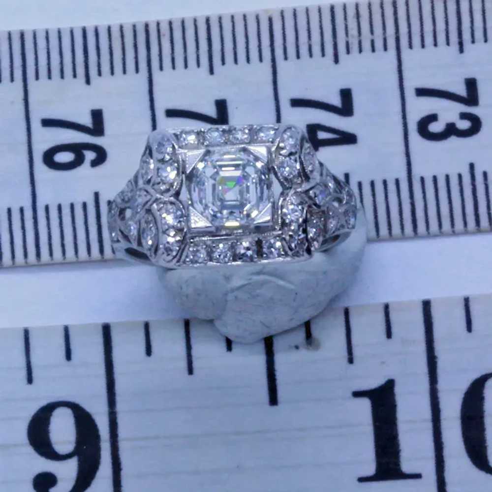 Vintage Art Deco Ring Asscher Cut E Diamond GIA P… - image 10