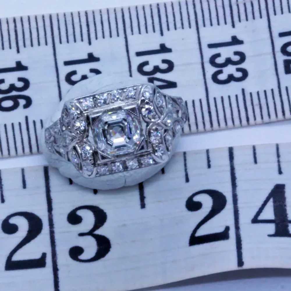 Vintage Art Deco Ring Asscher Cut E Diamond GIA P… - image 3