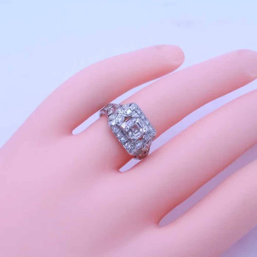 Vintage Art Deco Ring Asscher Cut E Diamond GIA P… - image 4