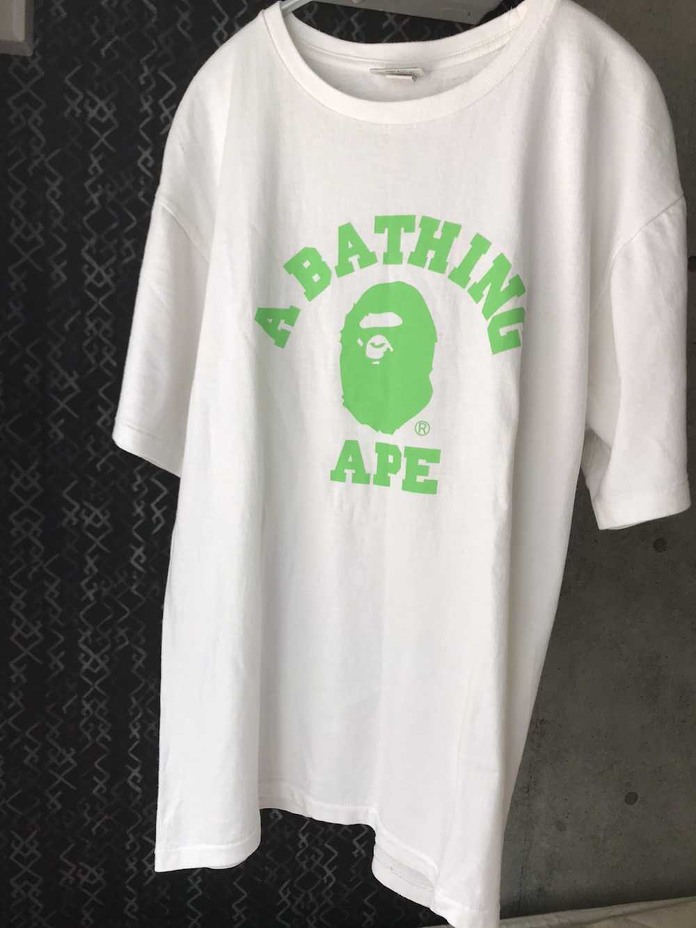 Bape Bape Slime Green College Logo Tee - image 1