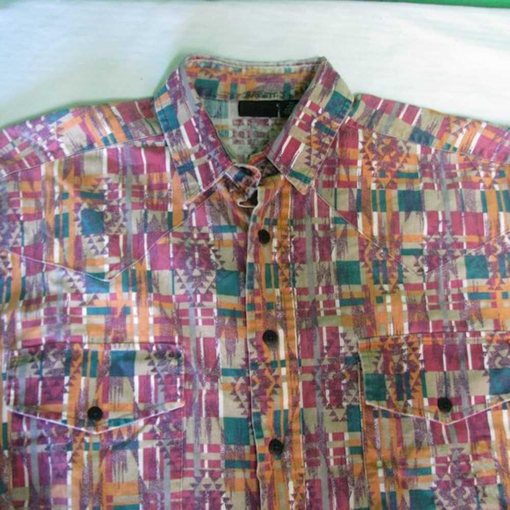 Vintage Vintage Aztec Geometric Button-Down Shirt - image 2