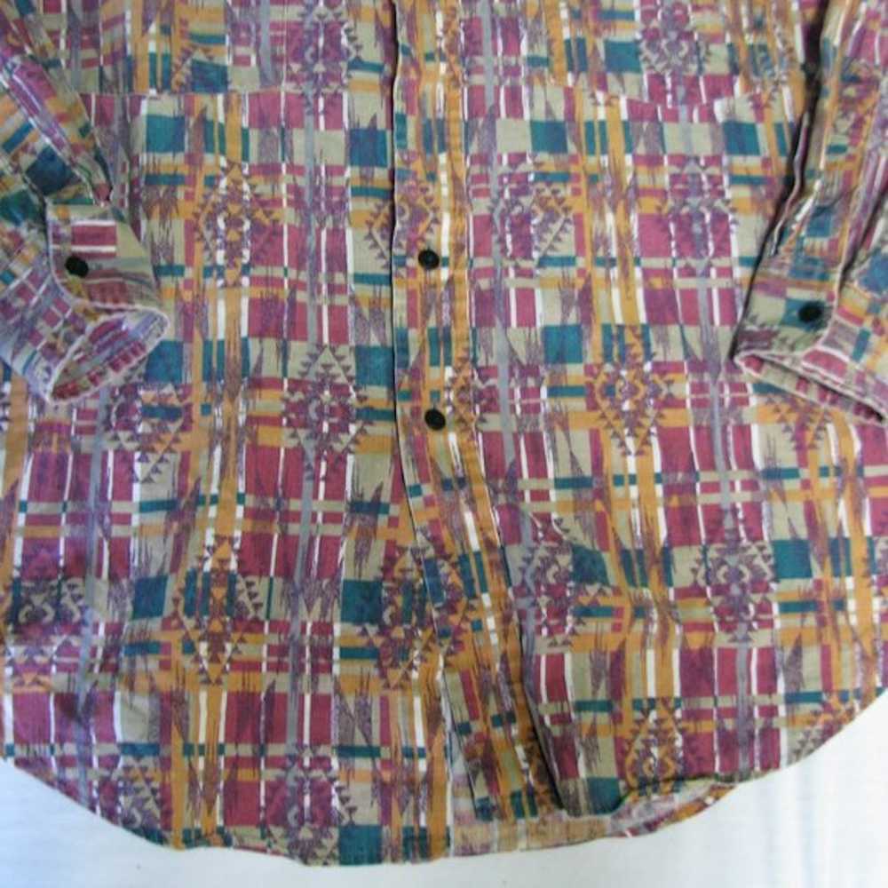 Vintage Vintage Aztec Geometric Button-Down Shirt - image 3