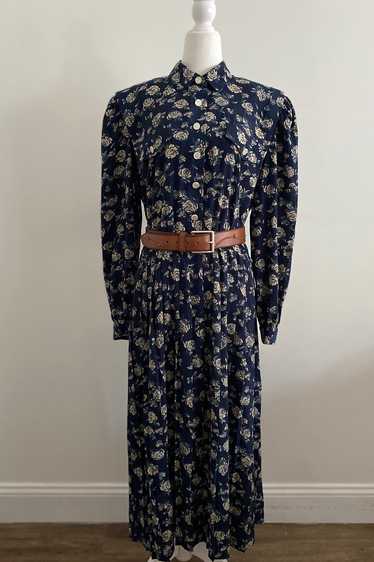 Vintage Leslie Fay Blue Rose Dress - image 1