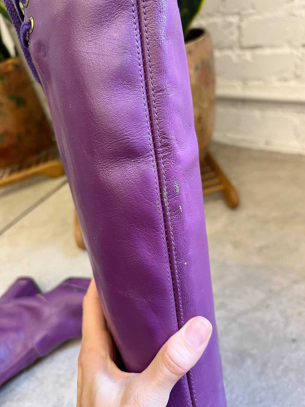 60s/70s Purple Leather Go-Go Boots, Size 6.5 - image 10