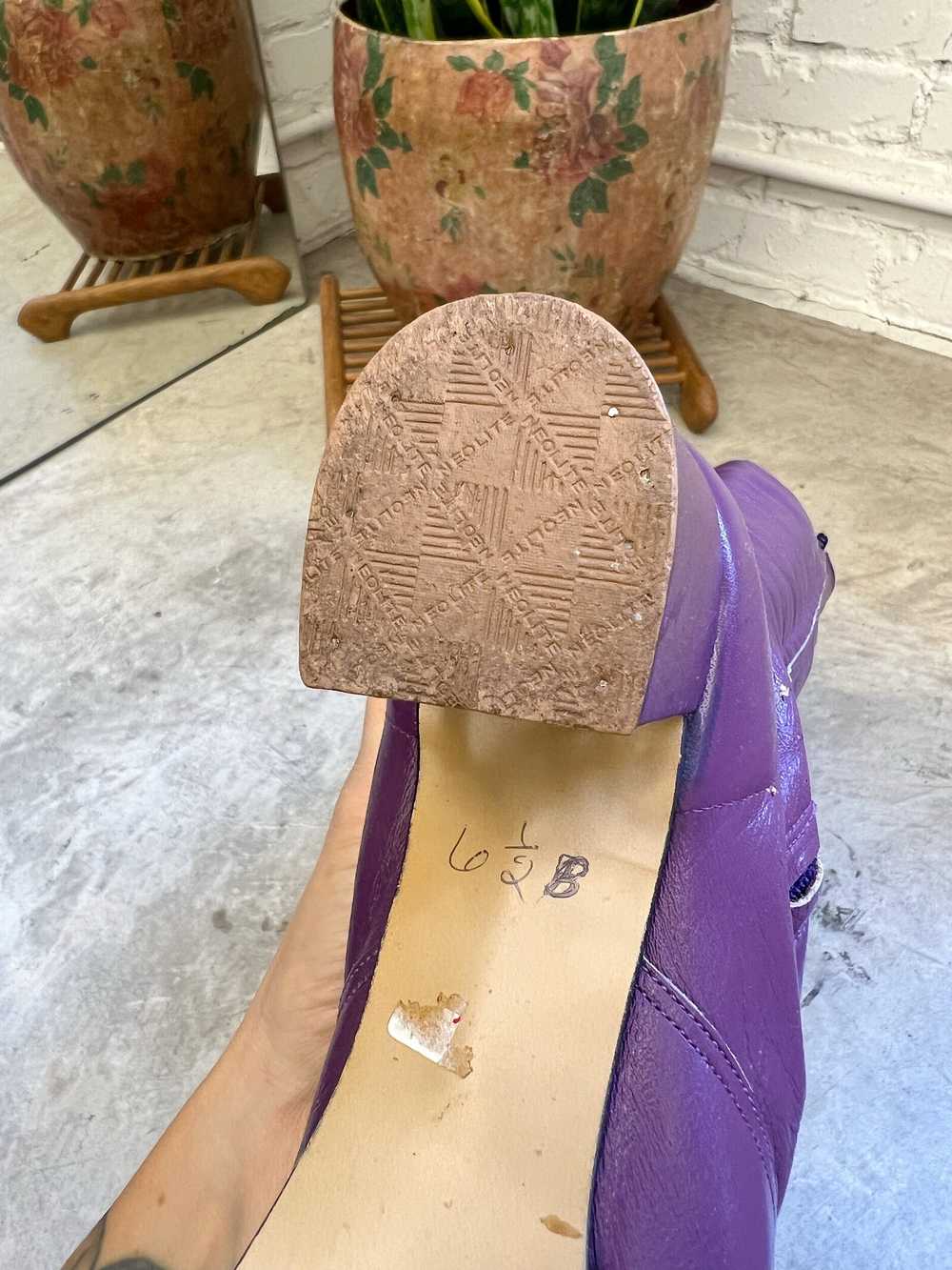 60s/70s Purple Leather Go-Go Boots, Size 6.5 - image 4