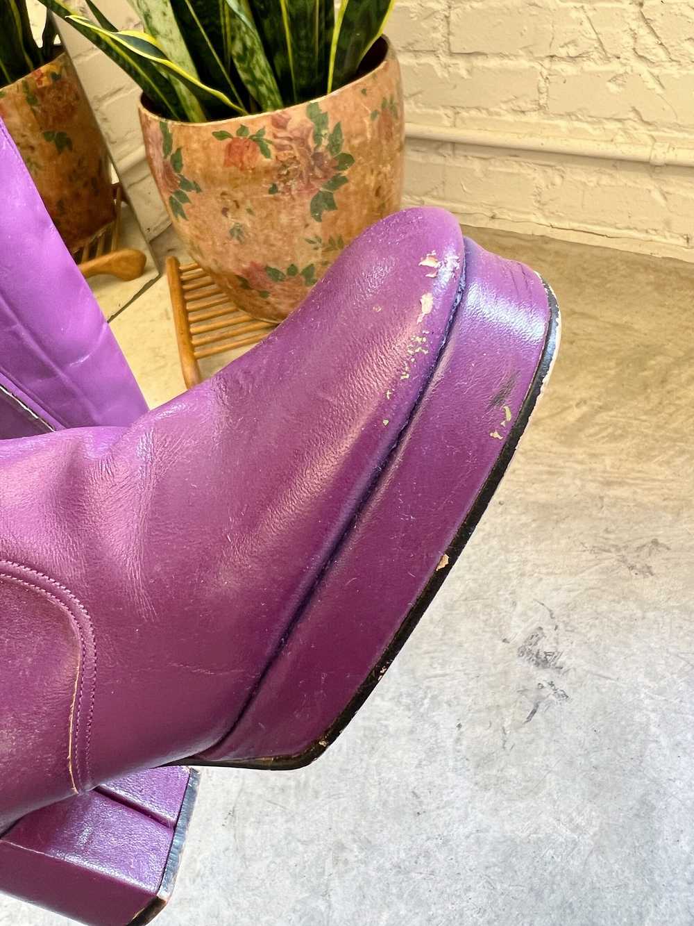 60s/70s Purple Leather Go-Go Boots, Size 6.5 - image 5