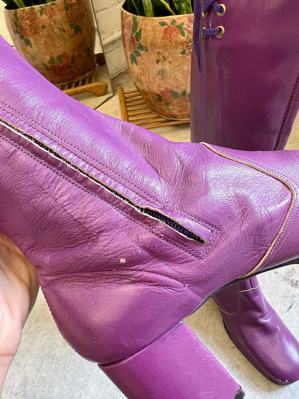 60s/70s Purple Leather Go-Go Boots, Size 6.5 - image 6