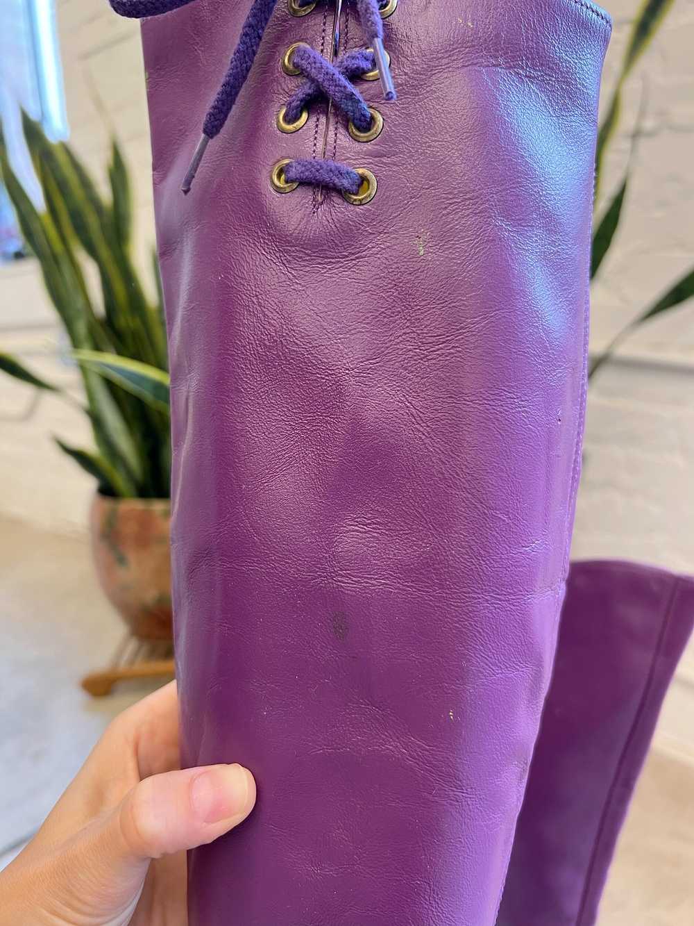 60s/70s Purple Leather Go-Go Boots, Size 6.5 - image 8