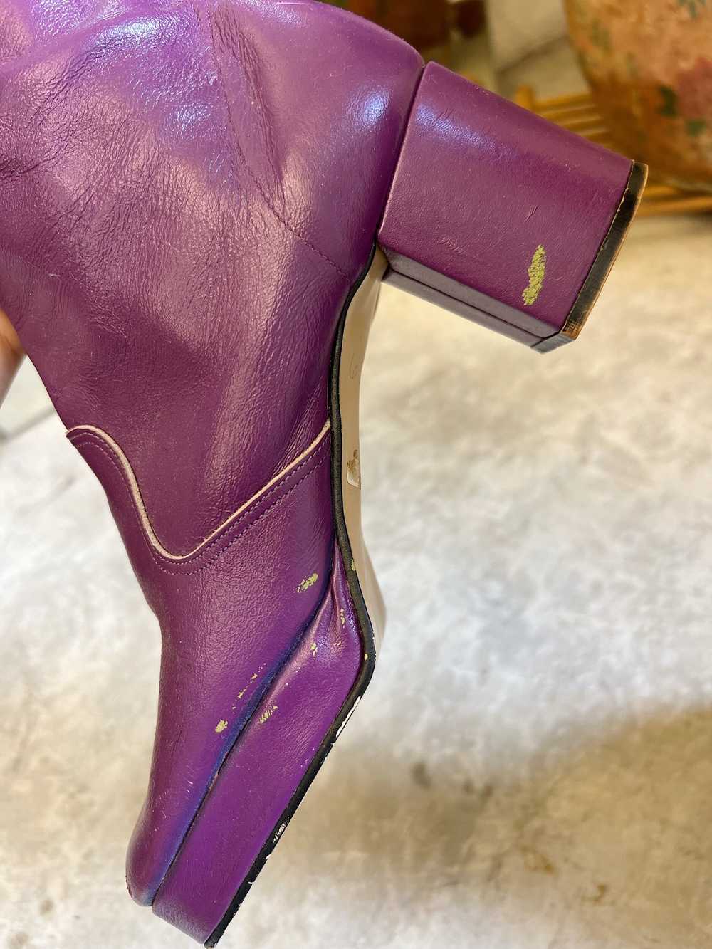 60s/70s Purple Leather Go-Go Boots, Size 6.5 - image 9