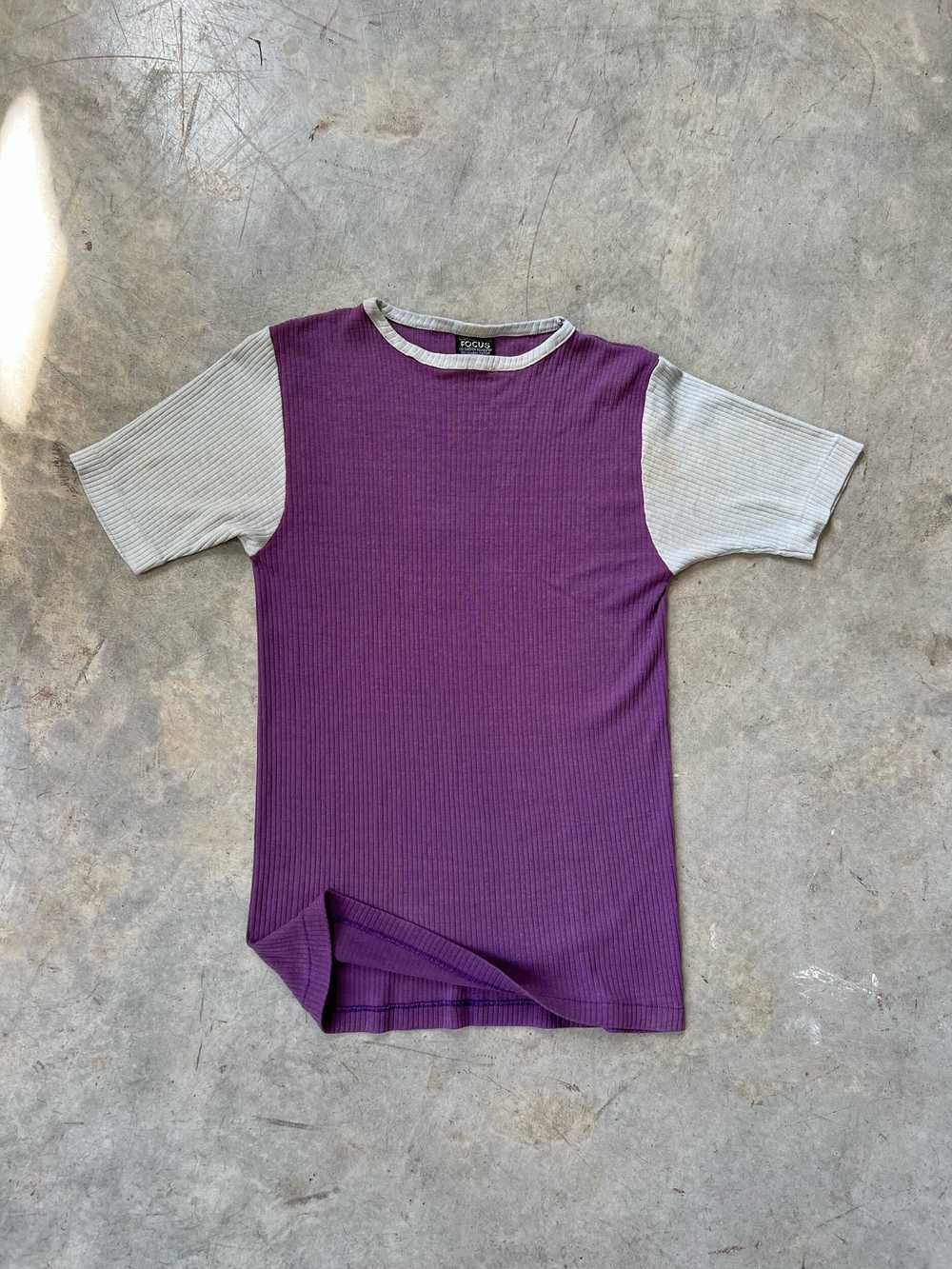 80s Ribbed Colorblock Tee, Size XS - image 3