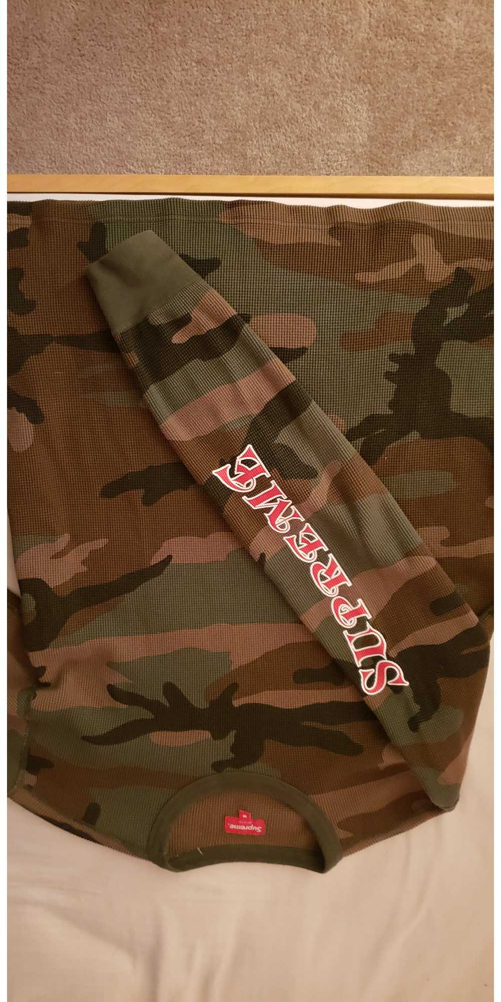 Supreme FW17 Sleeve Logo Waffle Thermal Sweater C… - image 1