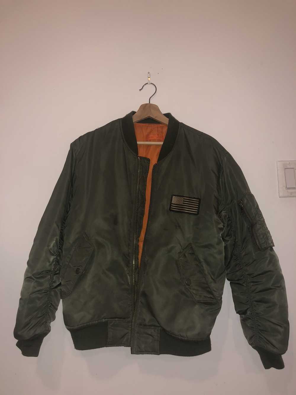 Vintage Vintage Bomber jacket with USA Velcro Pat… - image 1