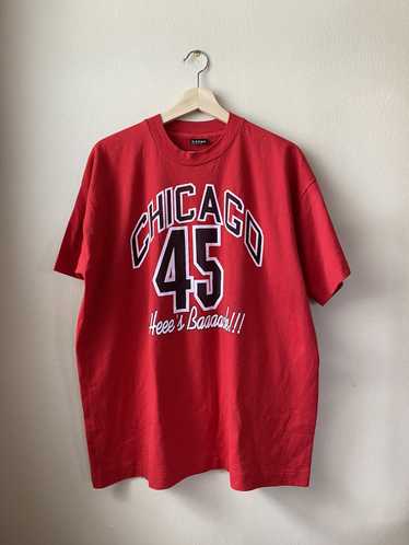 Vintage Champion WHITE Chicago Bulls Michael Jordan #45 Hes Back Jersey 40  RARE 