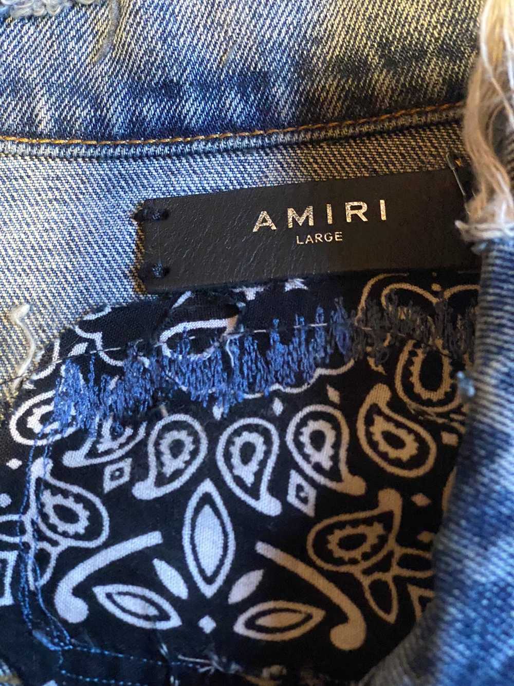 Amiri Destroyed Bandana Patched Denim Trucker Jac… - image 2