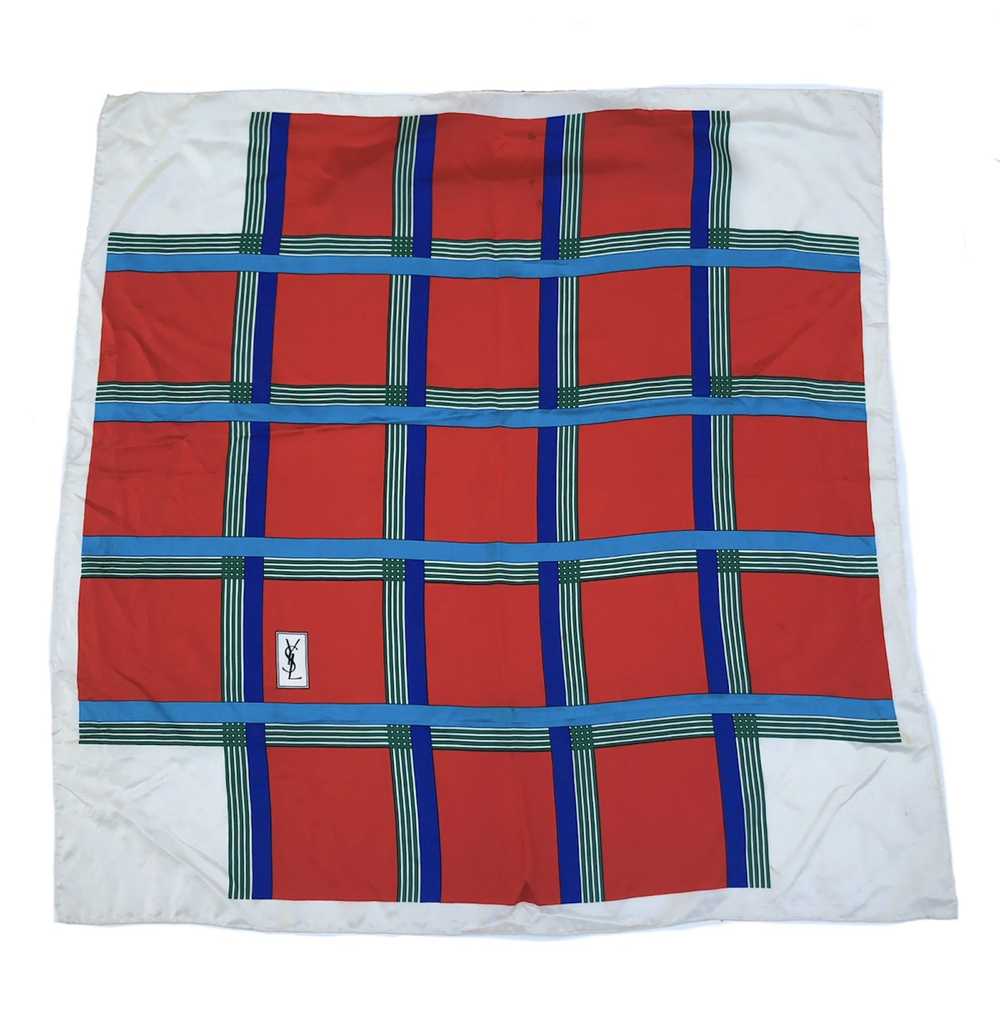 Other × Yves Saint Laurent Ysl Scarf Plaid Silk S… - image 3