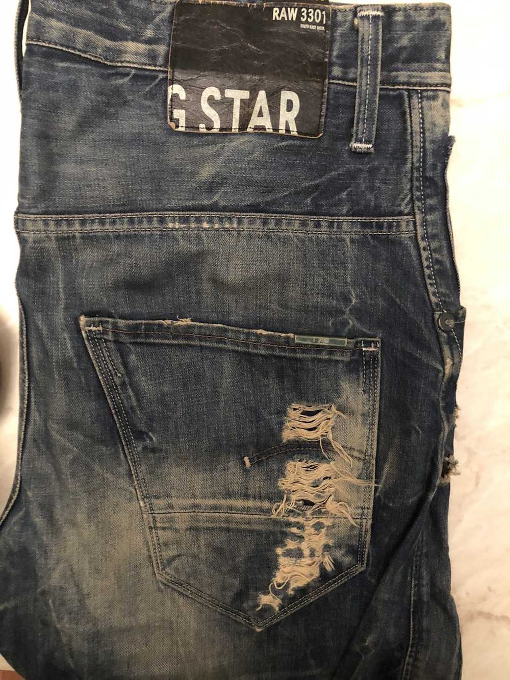 G Star Raw 3D Arc Taper Distressed Denim Jeans - image 1