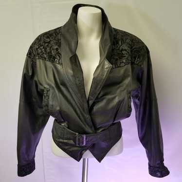 Other CHIA 80s Vintage Genuine Leather crop biker… - image 1