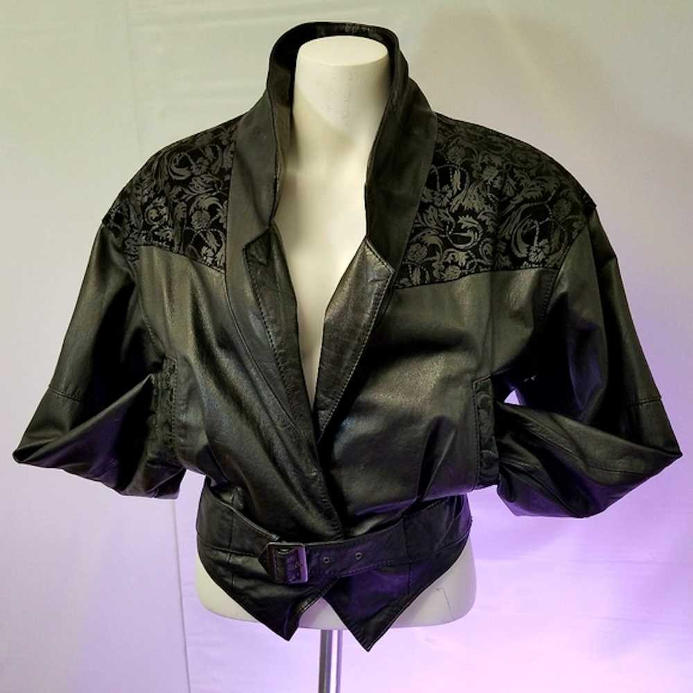 Other CHIA 80s Vintage Genuine Leather crop biker… - image 2