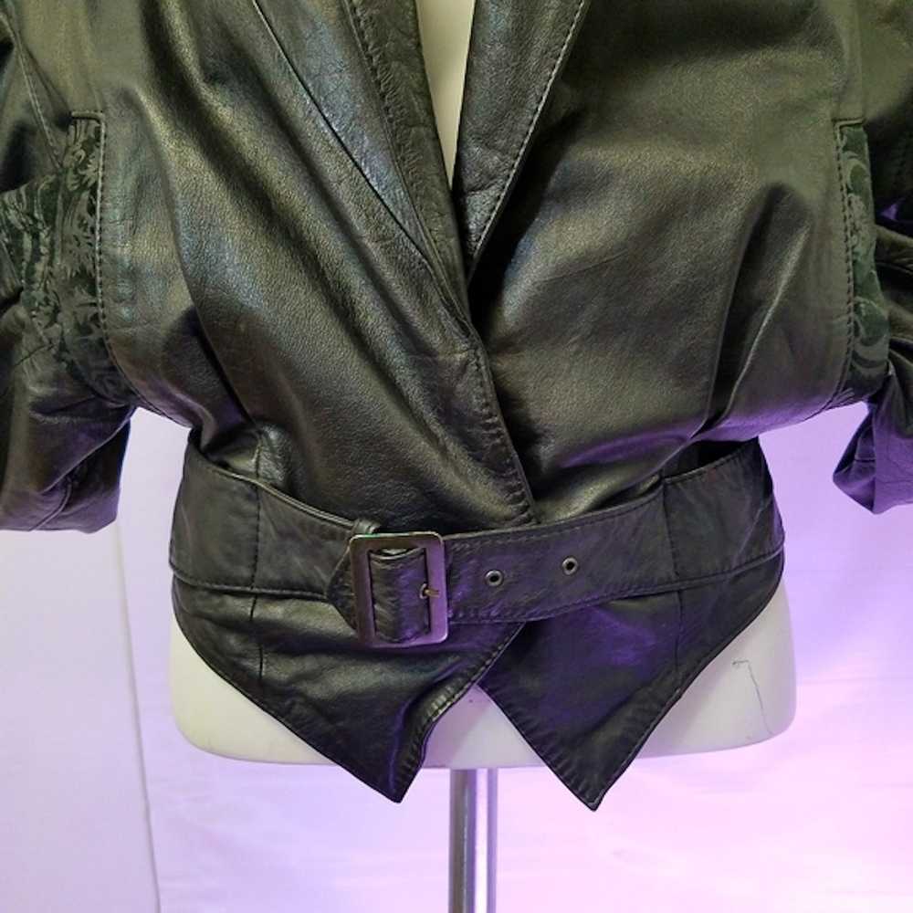 Other CHIA 80s Vintage Genuine Leather crop biker… - image 3