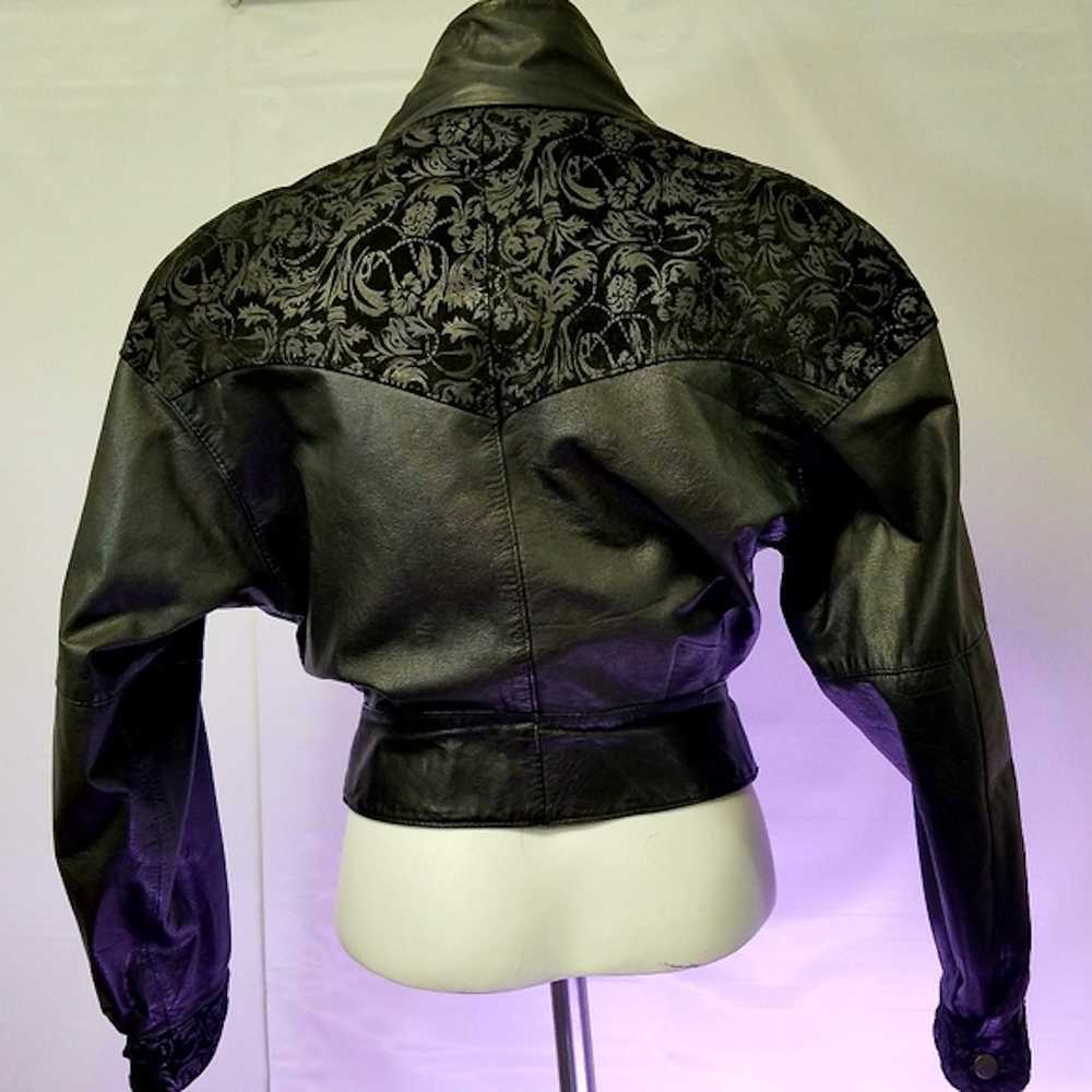 Other CHIA 80s Vintage Genuine Leather crop biker… - image 4