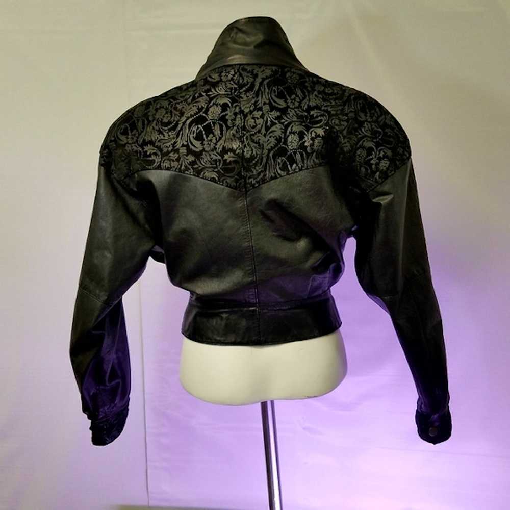 Other CHIA 80s Vintage Genuine Leather crop biker… - image 6