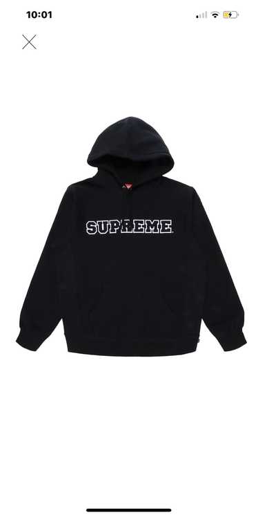 Supreme Cord Collegiate Logo Hooded Sweatshirt Black Large Rare