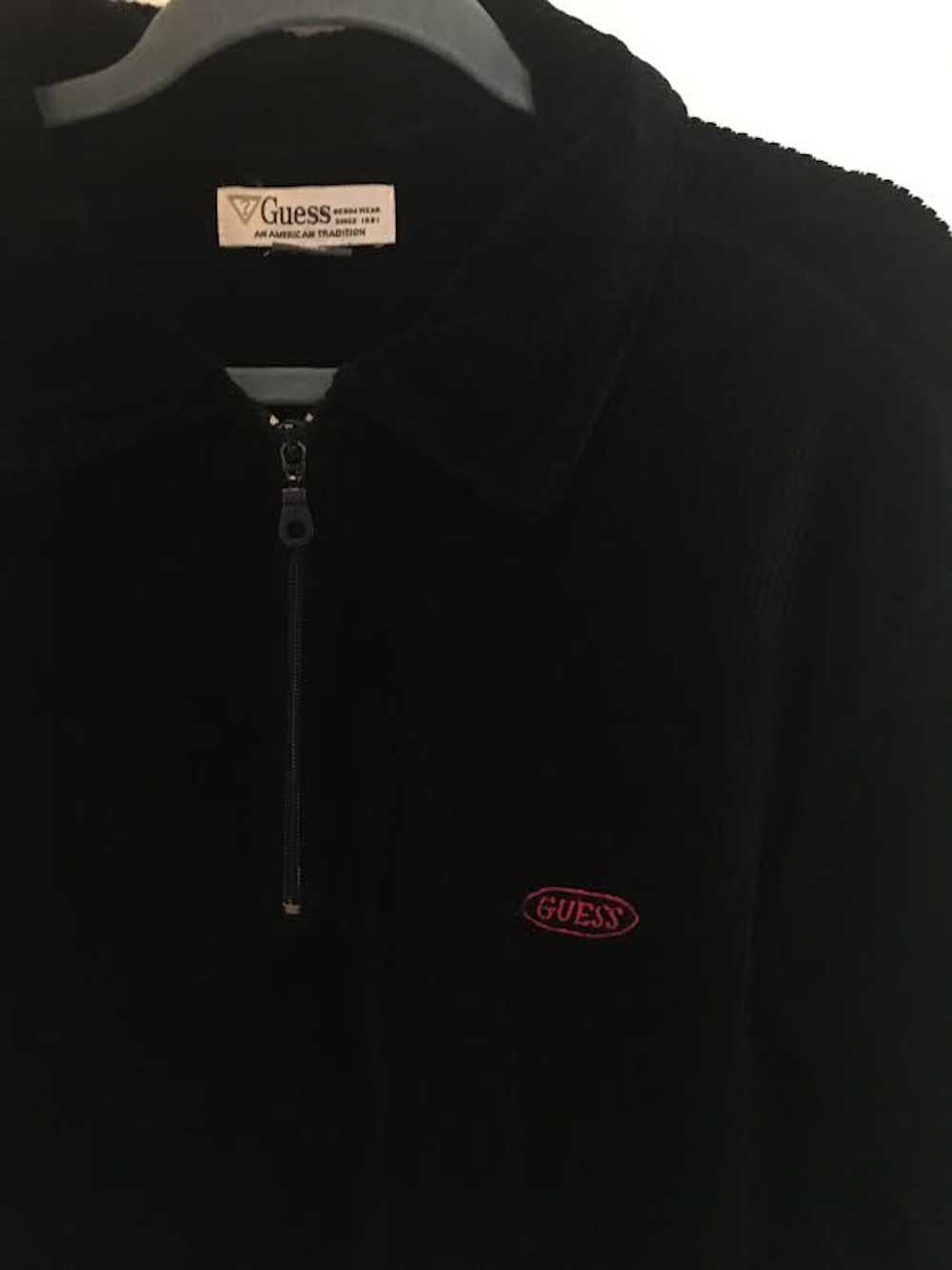 Guess Vintage Guess Ribbed Velour 1/4-Zip Jacket - image 3