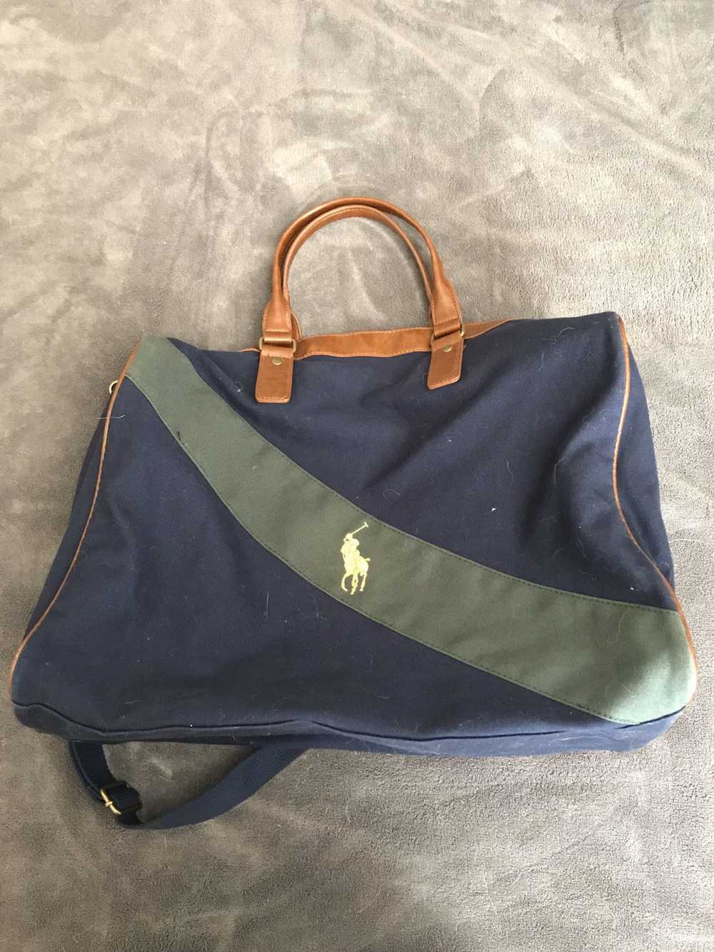 VTG Auth POLO Ralph Lauren Vintage Check PVC Leather Travel Boston Bag 23”