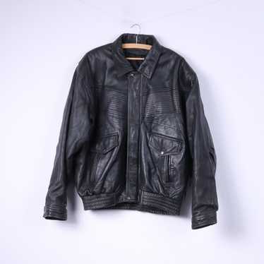 Other Vintage Mens 2XL Leather Jacket Biker Black 