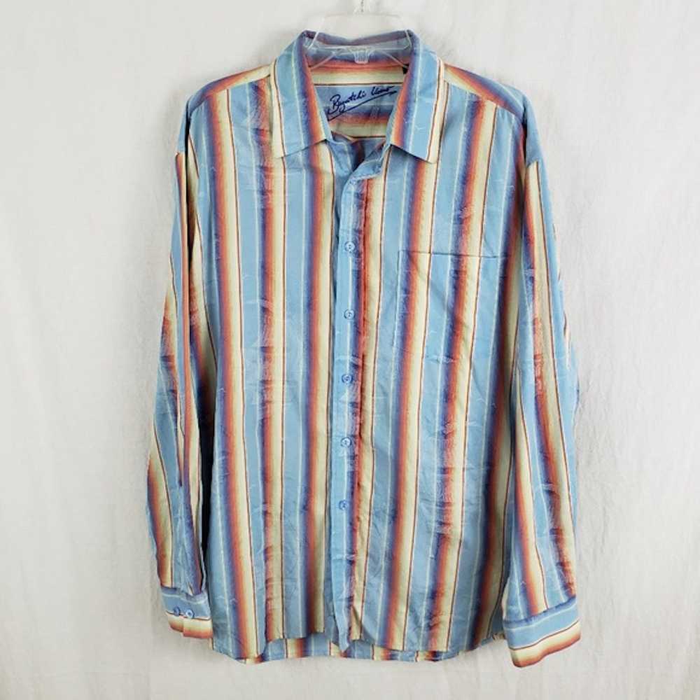Bugatchi Bugatchi Uomo Dress Shirt Blue Stripe Wa… - image 1