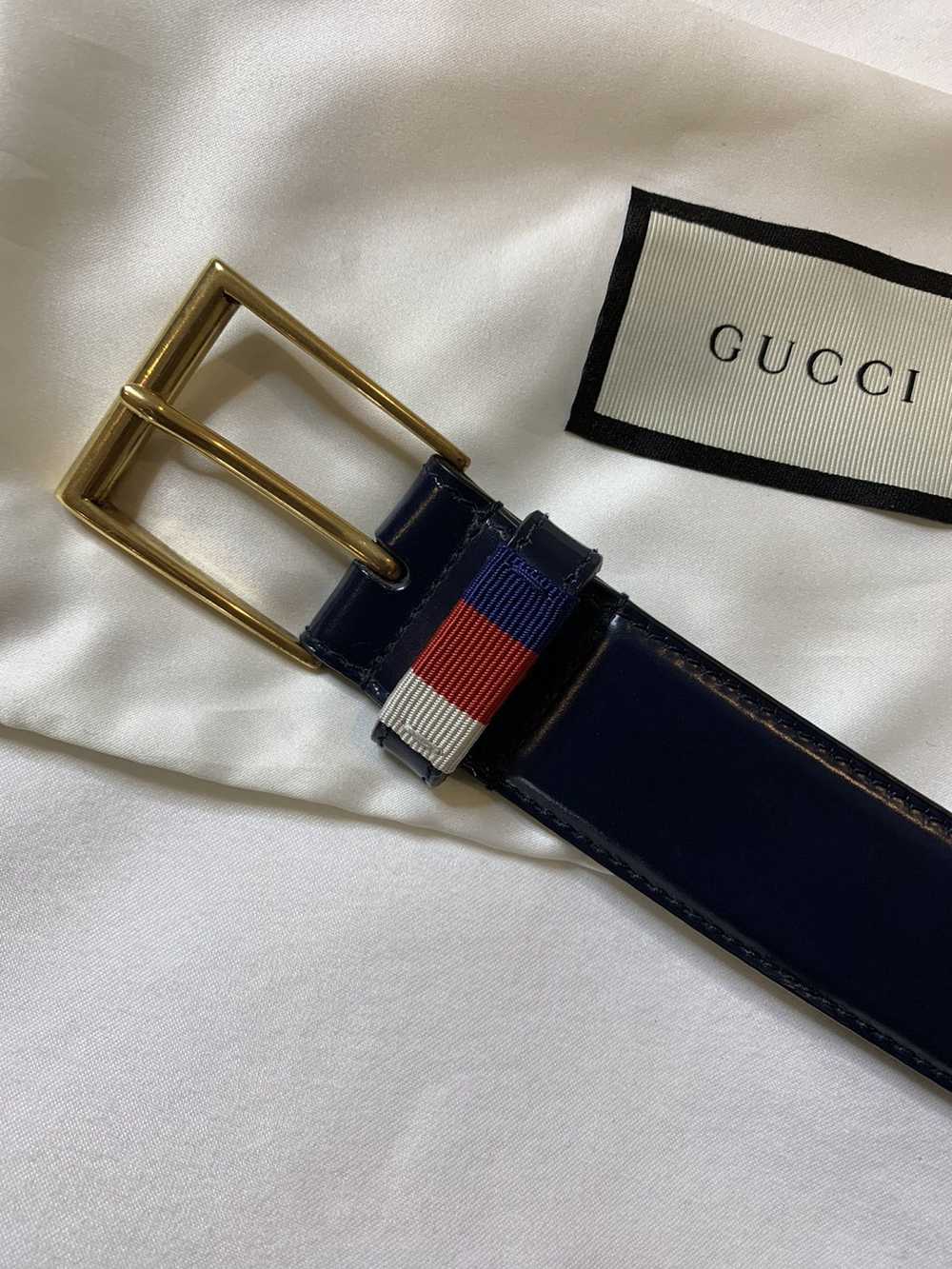 Gucci Gucci Leather Belt Gold Buckle - image 3