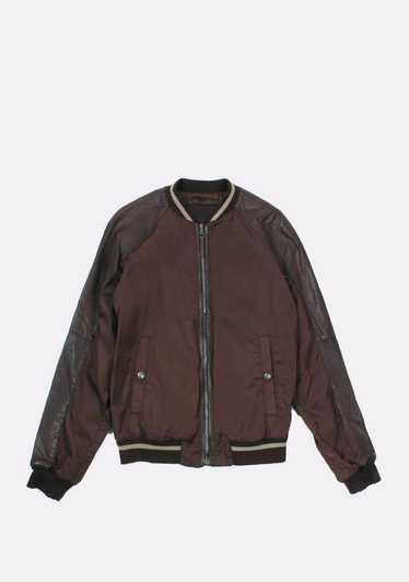 Prada Prada Leather Details Brown Bomber Jacket in