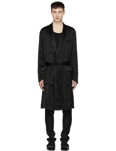 Saint Laurent Paris Black Long Satin Robe Coat