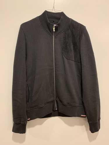 Moncler Moncler Zipup Gray suede patch sweater