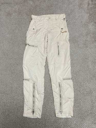 vintage parachute pants white 80's 28 w 34 L G.H.q. 1980's zippers nylon